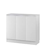 岩附(IWATSUKI) 幅45~120cm内で1cm単位で作る オーダー扉付き収納棚 ホワイトウッド 幅84cm 奥行31.4 高さ80 レギュラー 幅木よけカット加工有り MIO-8084RHWW