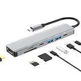 USB-Cハブ 7-in-1 ドッキングステーション PD87W充電 USB-C 5Gbps高速転送 4K HDMIハブ タイブC 変換 SDカードリーダー タイプC 2つUSB-Aポート マルチ変換アダプター USB 3.0 MacBook Pro Air/iPad Pro などに対応
