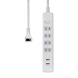 エルパ(ELPA) 耐雷USBタップ 雷ガード 延長コード コンセント 4個口 2ｍ 100V 14A ブレーカー WLS-402USB(W)