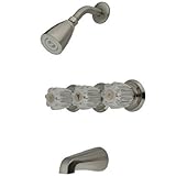 Kingston Brass KB138 3 Acrylic Handle Tub and Shower Faucet, Satin Nickel [並行輸入品]
