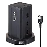 エルパ(ELPA) タワー型 電源タップ 12個口 USB×4 マグネット付 ブレーカー内蔵集中スイッチ付 WBS-TW1204USB(BK)