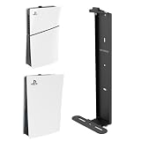 Monzlteck PS5スリム用ウォールマウント - PS5オリジナルおよびPS5スリム(デジタルおよびディスク)用スチールマウントウォールホルダーブラケット 頑丈で落下しない、+ コントローラーホルダー1つ。, ブラック