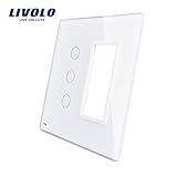 Livolo高級ホワイトパールガラス、米国標準、3 Gang & 1フレームガラスパネル、vl-c5-c3 / sr-11