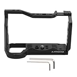 カメラケージ アルミニウム合金カメラケージ A7cii A7cr A7c2 用 垂直撮影ハンドル コールドシューマウント付き 位置決め穴と Arca ポート用 1/4 インチ 3/8 インチネジ