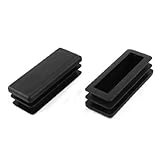 uxcell パイプキャップ 長方形チューブ蓋 パイプ挿入パーツ プラスチック ブラック 50 x 20mm 2個