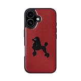 COGURE 互換 iPhone 17 ケース 本革 犬 COT 犬柄A ダークレッド
