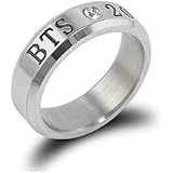 BTS 防弾少年団 シンプル リング メンバー名 と 誕生年月日 入り シルバー カラー/ヒモを通して ペンダント にも/チタン風 スチールリング 名前入り 指輪 (BTS)