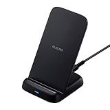 エレコム (ELECOM) ワイヤレス充電器 Qi認証 最大10W出力 スタンド 3コイル搭載 滑り止めパッド Type-C(入力ポート) C-Cケーブル付属 EPP規格対応 【iPhone/Galaxy/Xperia/Pixel/OPPO/AQUOS/AirPods など、各種対応】 ブラック W-QS08BK