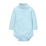 新しいBorn赤ちゃん男の子女の子ジャンプスーツソリッドタートルネックコットンボディスーツ0 – 24 m カラー: ブルー