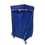 オリタニ リネンカート 業務用ワゴン キャスター付き Ｚ型ランドリー ポリエステル 袋付き (ブルー)