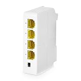 MokerLink 4ポートギガビットPoEエクステンダー、IEEE 802.3 af/at リピーター、10/100/1000Mbps、1イン3アウト、ウォール&DINレールマウントパススルースイッチ