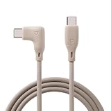 iFace Type-C to Type-C 充電ケーブル 1.2m L字型 (ベージュ)【 急速充電 3A 絡みにくい USB-C & USB-C L字 シリコン素材 アイフェイス ケーブルタイ付属 iPhone16 iphone15 Galaxy iPad MacBook Pro 各機種対応 】