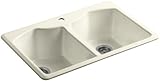 KOHLER K-6482-1A4-FD Bellegrove Double Bowl Top-Mount Kitchen Sink with One Hole Drilling, Cane Suga