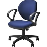 オフィスコム オフィスチェア 布張り 肘付き ロッキング 事務椅子 デスクチェア 幅590×奥行590×高さ770～850mm ネイビー WORKS-CHAIR-A-NV