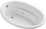 KOHLER K-1162-S1H-0 Sunward ExoCrylic Drop-In Whirlpool with Heater and End Drain, White, 60 x 42-In