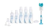 Dr. Brown's BPA Natural Flow Bottle Newborn Feeding Set (Packaging may vary) with Bottle Brush, Blue