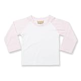 Larkwood Baby Long Sleeved Baseball T-Shirt (6-12) (White/Pale Pink) by Larkwood