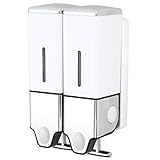 【累計10万本出荷】PREMM シャンプーディスペンサー マグネット シャンプーボトル 壁掛け (ダブル 550ml x 2, ホワイト)