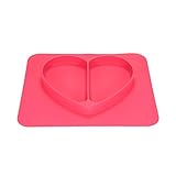 Anself 2 in 1 プレートボウル食器 安全 防水 シリコーン ローズハート 分割プレースマット 赤ちゃん幼児の子供用