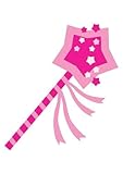 Wallmonkeys WM281188 Cute Pink Cartoon Princess Wand with Stars Peel and Stick Wall Decals (36 in H 