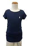 (ポロ ラルフローレン)POLO Ralph Lauren キッズ ガール 女の子 半袖 Tシャツ ポニーマーク ワンポイント 刺繍 ネイビー×ホワイト 5 [並行輸入品]