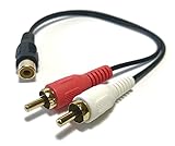 Access 【 20cm 】 金メッキ RCA メス - 2 RCA オス Yケーブルステレオオーディオケーブル（OFCコンダクタ付） デュアルシールドメタルシェルフレキシブルPVCジャケット M28-O2