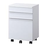 国産 完成品 大きなハンドルで開閉がスムーズなワゴン C3D-ワゴンホワイト[幅41.1cm 高さ60cm] 6110581