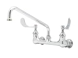 T&S Brass B-0231-WH4 8 Wall Mount Faucet, 4 Wrist Action Handles and 12-Inch Swing Nozzle by T&S Bra