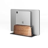 amesoba ホワイトオーク/アルミ 縦置き型 2台収納 ノートパソコンスタンド クラムシェル デスクシェルフ/Air/iPad/MacMini (ホワイトオーク, ２台収納)
