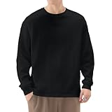 [Ｋａｙｉｙａｓｕ] Tシャツ メンズ 長袖 9.2オンス 肉厚生地 ロンT インナー おおきいサイズ クルーネック 100綿 透けない 秋服(ブラック 3XL)