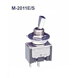 NKKスイッチズ M-2011E/S 単極単投　機能動作（ＯＮーＯＦＦ）　電流容量６Ａ　１２５ＶＡＣ　ショートフラットレバートグルスイッチ　はんだ端子