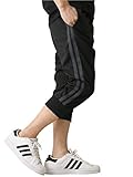 [ラフルーレ] M3 ジャージパンツ メンズ ストレッチ サイドライン 7分丈 ジャージ 下 UPF50+ UVカット RQ0908 3L C1-ブラック×チャコール-2ライン