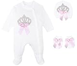 Lilax Baby Girl Jeweled Crown Layette 3ピースギフトセット カラー: ピンク