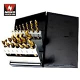 15 Pc Left Handed Drill Bit Set, HSS Titanium Coated tool by Neiko