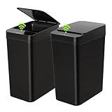 Tydle 【隙間に置ける】ゴミ箱 自動開閉 スリム 9リットル 電池式 蓋付き ダストボックス 幅15.8×奥行23.5×高さ32cm 袋が見えない センサー付き ごみ箱 開けっぱなし可能 薄型 生活防水 省スペース リビング 洗面所 トイレ オフィス キッチン 2個セット