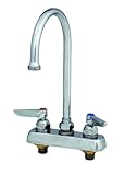T&S Brass B-1110-120X Workboard Faucet with Deck Mount, 4-Inch Centers, Lever Handles and 120X Goose