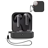 For CMF by Nothing Buds Pro 2 用 ケース カバー 【KONXISA】ワイヤレスイヤホン ケース シリコン素材 着用しやすい 耐衝撃 防水防塵 ウォッシャブル（カラビナ付き+ストラップ付き ） 装着充電可能 持ち運びがしやすい（ブラック）