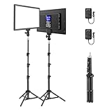 NEEWER BASICS 撮影用ライト LEDビデオライトとスタンドキット 2パック 192個LEDビーズ 超薄型軽量13"LEDパネル 0-100% 調光可能 バイカラー 3200K-5600K CRI97+ 2400Lux/0.5m 高演色 8000mAhバッテリー内蔵 スタジオ照明/写真撮影/ビデオ録画/生放送/商品撮影用 NL-192B