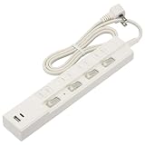 オーム電機 電源タップ 4個口 雷ガード 急速充電 PD対応Type-C/Type-Aポート付き 1m ホワイト HS-TPKU41PD23-W 00-1013 OHM
