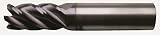 Bassett MSE-V2-5R Series Solid Carbide High-Performance End Mill, Uncoated (Bright) Finish, 5 Flute,