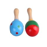 Dcolor 2木製木製Maraca Rattles Shaker Percussion Kid Baby Musical Toy Favor