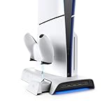 KIWI design D3 PS5 SLIMに対応冷却スタンド 縦置きステーション【磁気式】コントローラー充電スタンド RGB付き 2台同時 充電 8個収納カードスロット 2段階風速調整可 USB 3.0 ps5周辺機器 PS5に対応アクセサリー PS5 SLIM ディスク通常版/デジタル版両対応