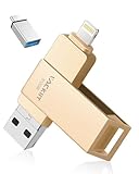 Vackiit 【MFi認証取得】iPhone用USBメモリー512GB USB 3.0 phone用外付けメモリ スマホusbメモリ 対応phone 写真保存 usb iphone兼用 バックアップiPhone/iPad/PC/Android/Mac対応 メモリースティック スマホ容量不足解消（ゴールド）