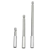 (アグロス) 六角軸 延長ビット ３種類セット (1/4 インチ 6.35 mm) 60 mm 100 mm 150 mm 電動ドライバー インパクト 工具 (シルバー)