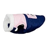 MAMORE 犬服 冬用 綿服 犬用コート ドッグウェア 寒冬対策 防寒防風防雪ジャケット 保温綿入れ 着脱簡単 暖かい 柔らかい 可愛い 小型犬 中型犬 大型犬 お散歩 (ピンク・ブルー, L)