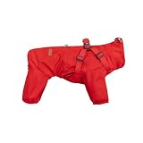 犬 レインコート ハーネス付き フルカバー 背中開き 着せやすい 防水 撥水 丈夫 小型犬 中型犬 大型犬 着脱簡単 簡単 足つき 可愛い おしゃれ お散歩 ペット 犬服 カッパ COTEN (レッド, S)