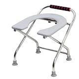 KCNN 携帯トイレ 折りたたみ式簡易トイレポータブルトイレ ポータブル便座 ステンレス鋼ポータブルトイレ便器椅子 建設現場 釣り ハイキング 屋外生活、パーティー キャンプに最適 (38*38*38cm,ホワイト)