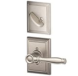 Schlage f94-bir-619-addサテンニッケルダミーHandleset with Birminghamレバー、Addisonローズ内側のみ