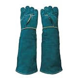 [Petina] ペットグローブ 超有名 犬のスペシャリスト監修 噛みつき防止 引っ掻き 保護 手袋 厚手 ロング 牛革 犬 猫