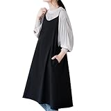 [créer] atRise [アットライズ] キャミソールエプロン レディース 【さっと被るだけ ワンピースエプロン】 可愛い おしゃれ しわになりにくい (ブラック, M)